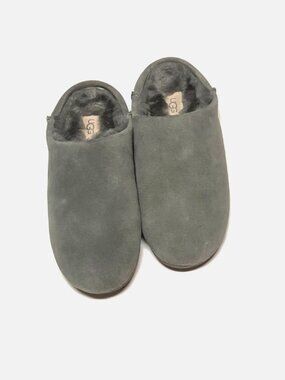 UGG Elea Slip-On Clogs Women’s Suede Sheepskin Slippers Moss Green Size 6
